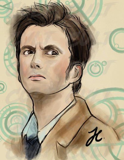 The 10th Doctor Gallifreyan Portrait Print (A4 + A3) | Doctor Who