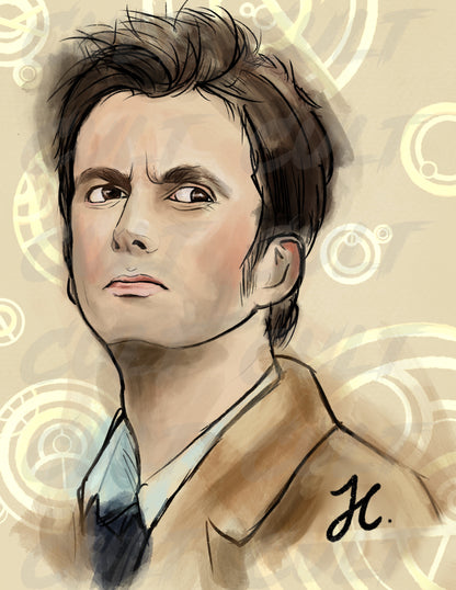 The 10th Doctor Gallifreyan Portrait Print (A4 + A3) | Doctor Who