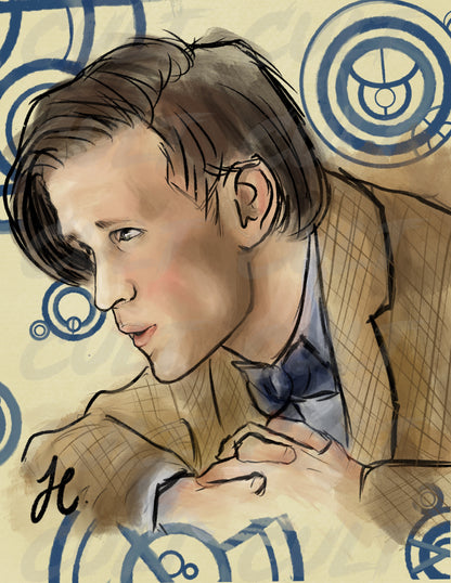 The 11th Doctor Gallifreyan Portrait Print (A4 + A3) | Doctor Who