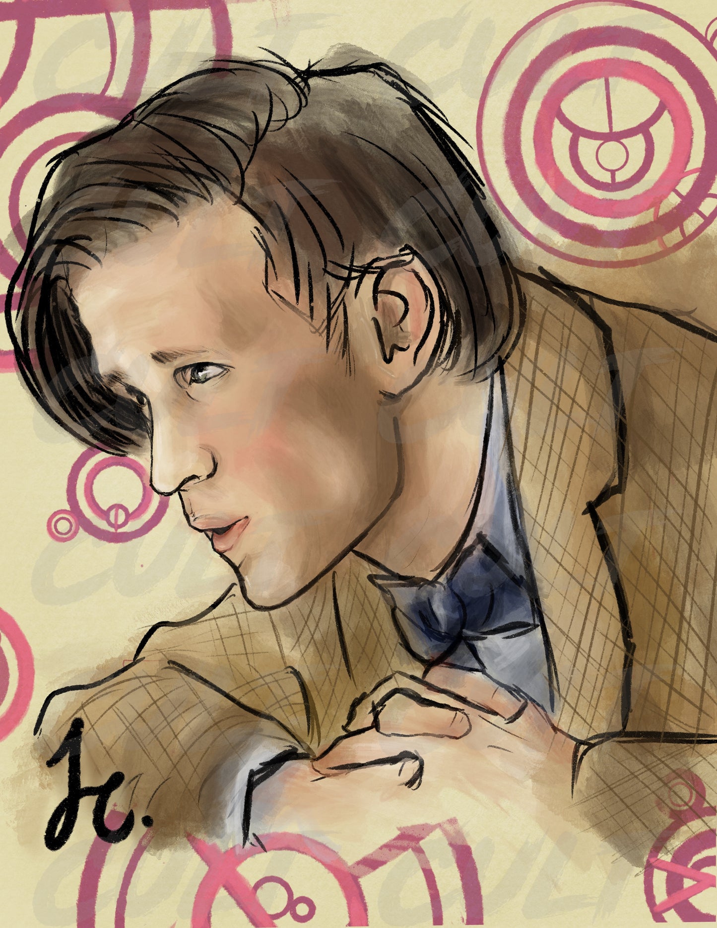 The 11th Doctor Gallifreyan Portrait Print (A4 + A3) | Doctor Who