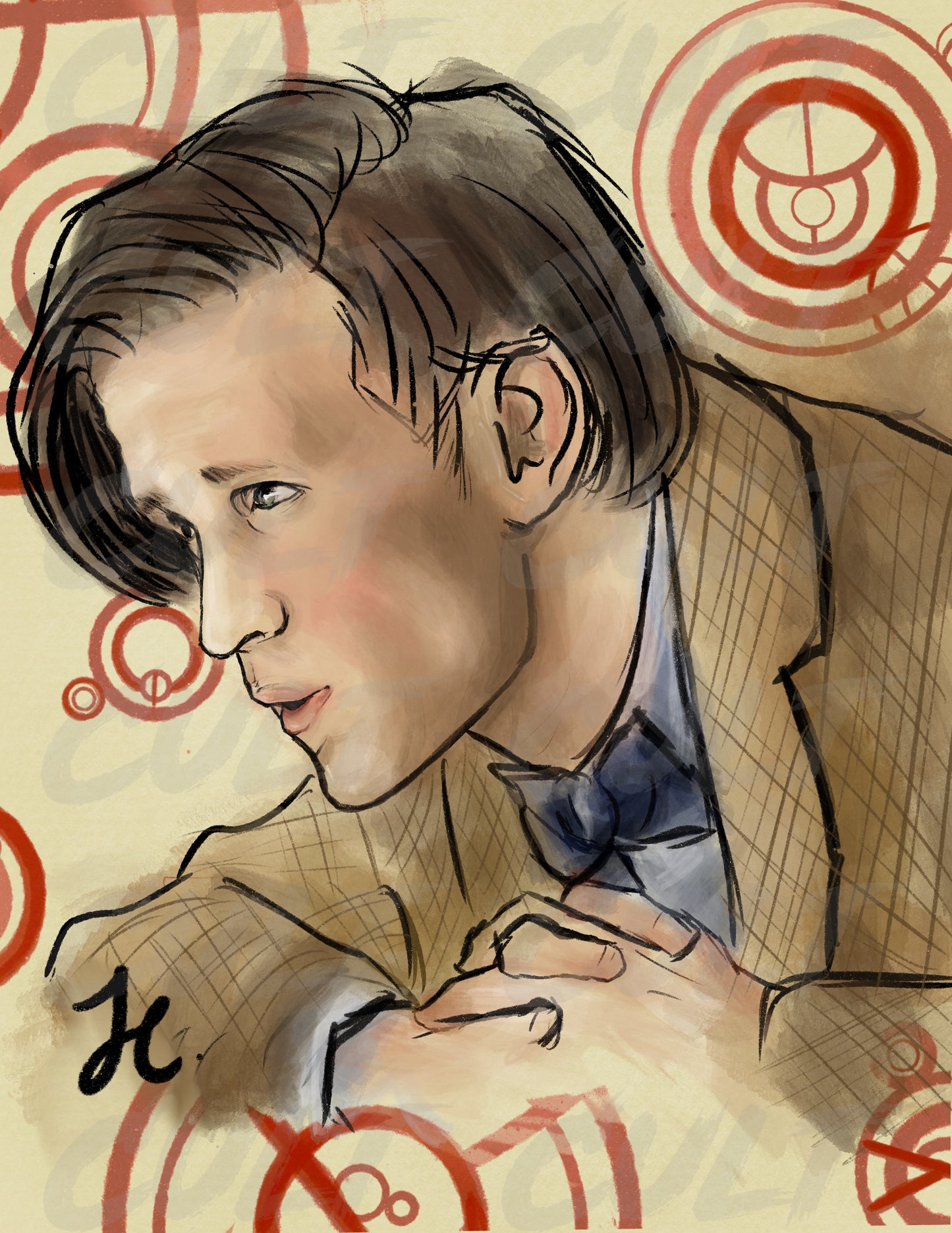 The 11th Doctor Gallifreyan Portrait Print (A4 + A3) | Doctor Who