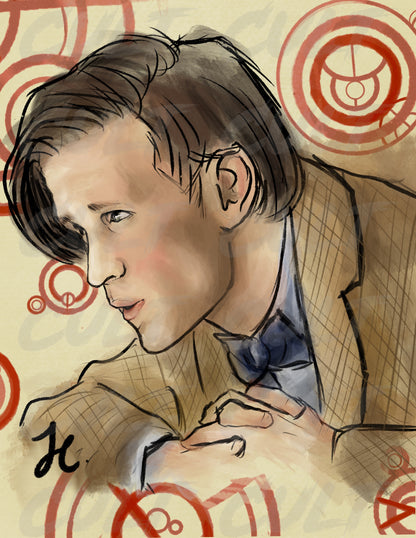 The 11th Doctor Gallifreyan Portrait Print (A4 + A3) | Doctor Who