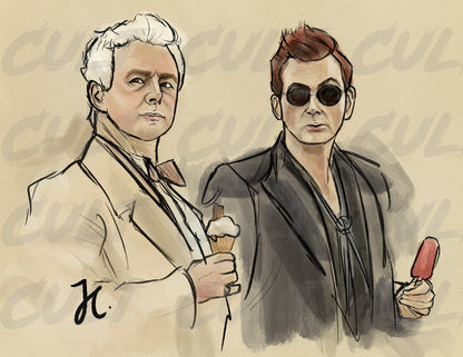 Crowley and Aziraphale Ice creams Print (A4 + A3) | Good Omens