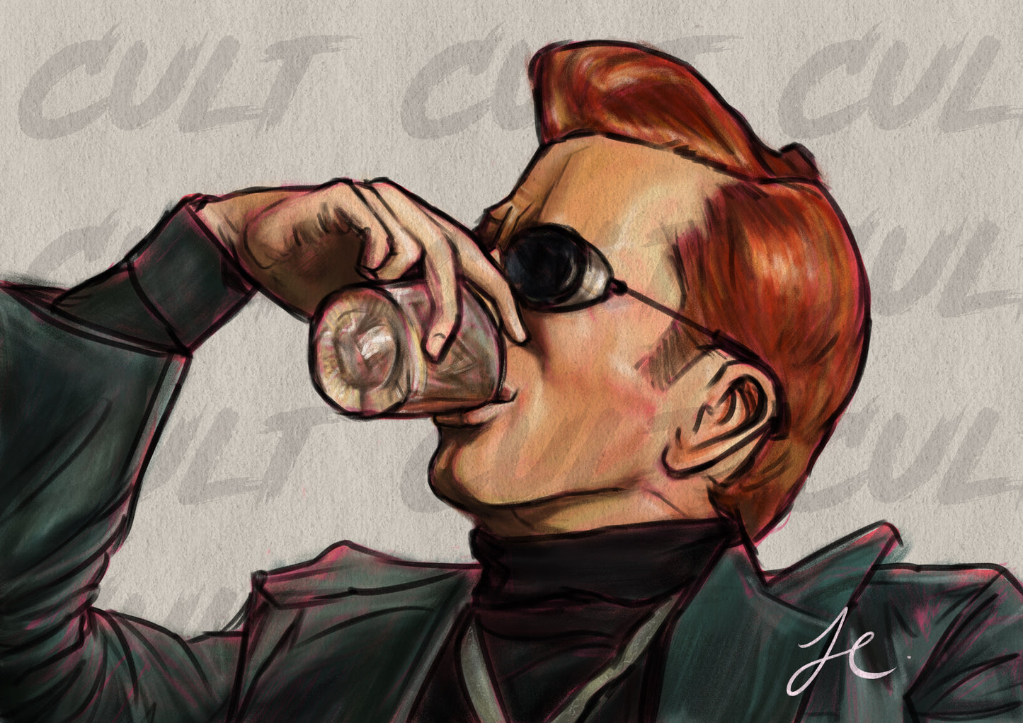 Crowley + Whisky Print (A5) | Good Omens