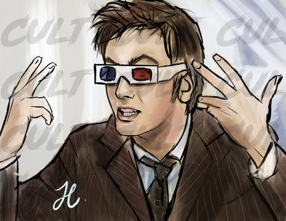 10th Doctor 3D Glasses Print (A4 + A3) | Doctor Who