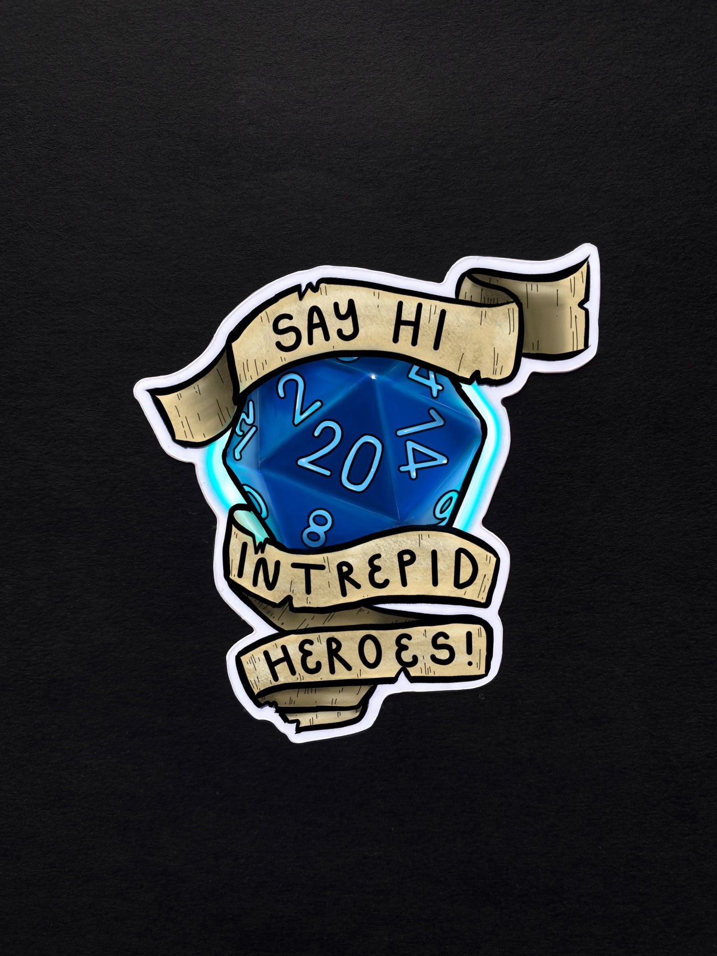 'Say Hi Intrepid Heroes' D20 Sticker | Dimension 20