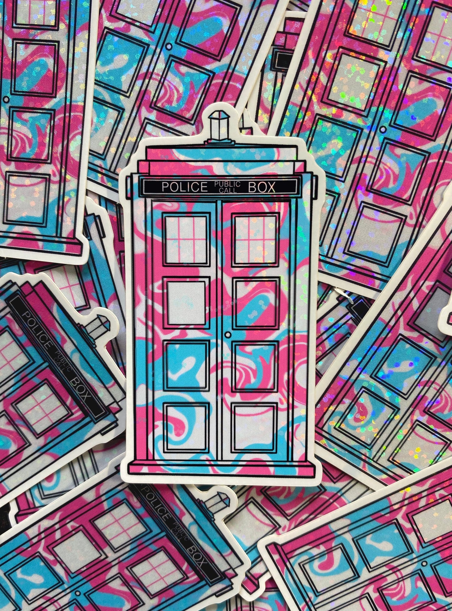 Trans TARDIS Sticker (Glitter) | Doctor Who