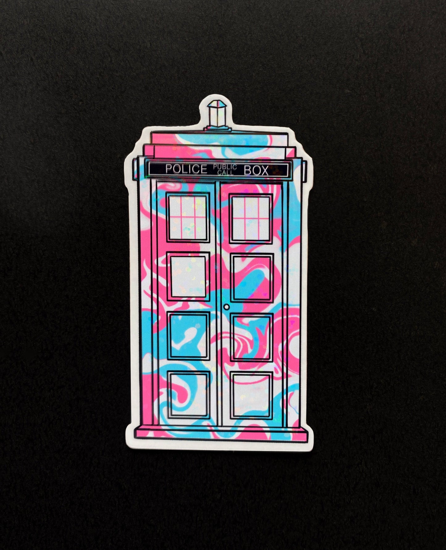 Trans TARDIS Sticker (Glitter) | Doctor Who