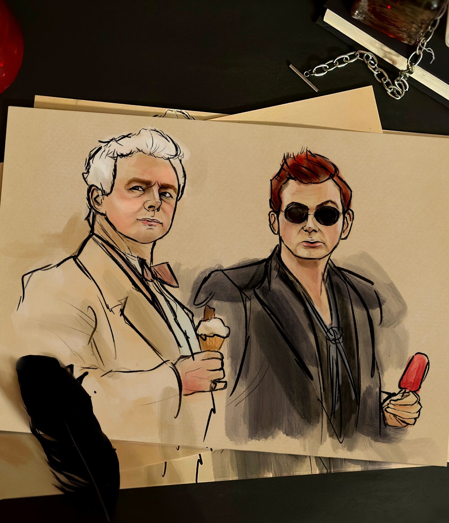 Crowley and Aziraphale Ice creams Print (A4 + A3) | Good Omens