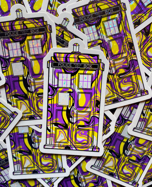 Non-binary TARDIS Sticker (Glitter) | Doctor Who