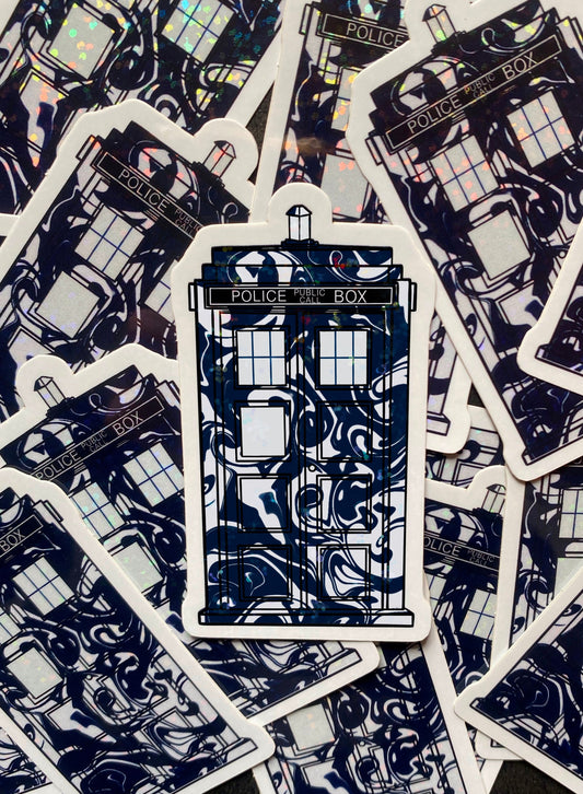 Swirl TARDIS Sticker (Glitter) | Doctor Who